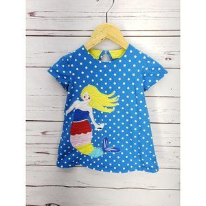 Boutique Blue White polka dot Mermaid Yellow hair‎ multi colored C Small shirt